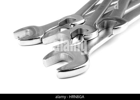 A set of spanners over white background Stock Photo