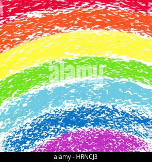 Pastel crayon painted rainbow, vector image Stock Vector