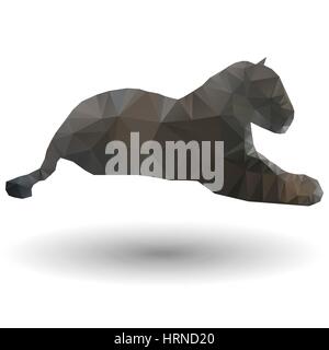 Abstract illustration of jaguar in origami style on white background Stock Vector