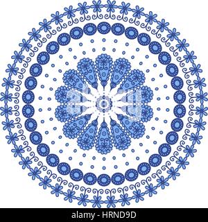 Blue round lace Stock Vector