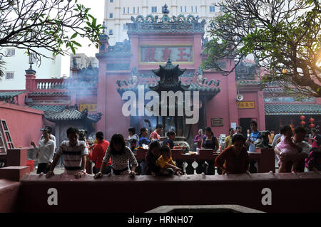 HO CHI MINH, VIETNAM - FEBRUARY 18, 2013: The Taoist Jade Emperor Pagoda in Saigon, is visited every year by thousands of Taoist and Buddhist pilgrims Stock Photo