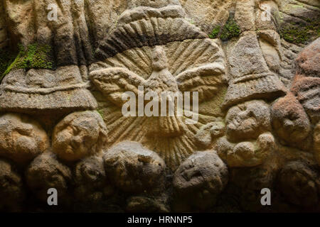 Holy Spirit depicted in the Holy Trinity altar in the forest next to the village of Marenicky in the Lusatian Mountains in North Bohemia, Czech Republic. Stock Photo