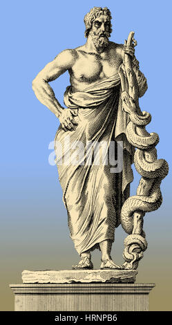 Aesculapius, Greek God of Medicine and Healing Stock Photo