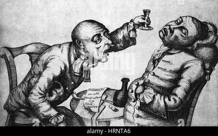 Caricature of Two Alcoholics, 1773 Stock Photo