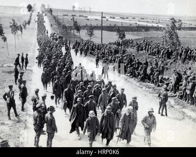 WWI, German POW's, Battle of Amiens, 1918 Stock Photo