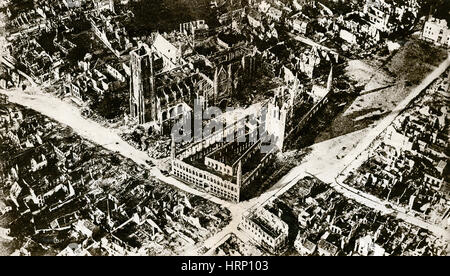 WWI, Ruins of Ypres, 1915 Stock Photo