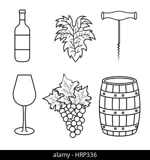 best wine set icons Stock Vector