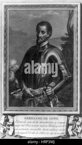 Hernando De Soto Spanish Conquistador Discovering Mississippi Stock ...