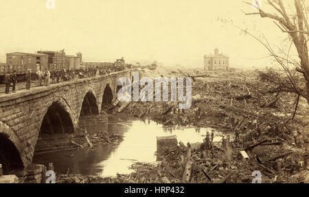 Bridge, Johnstown Flood, Pennsylvannia, 1889 Stock Photo