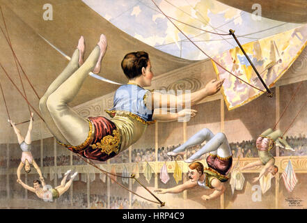 Circus Trapeze Act, 1890 Stock Photo