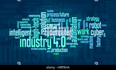 word cloud with terms about industry 4.0, flat style Stock Photo