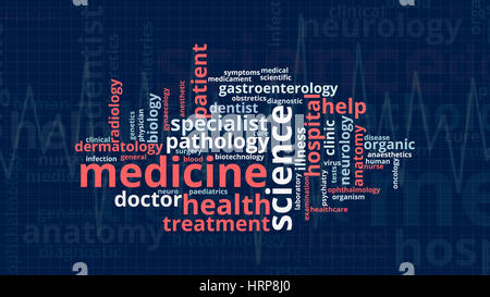 word cloud with terms about health and medicine, flat style Stock Photo