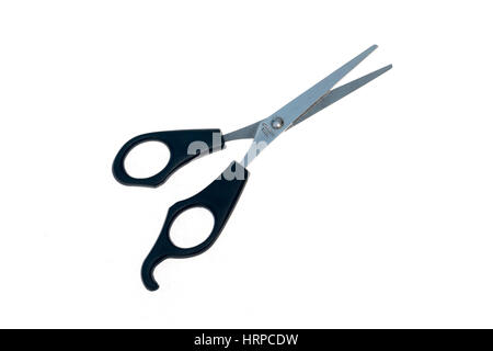 scissors for paper with black handle isolated on white background Stock Photo