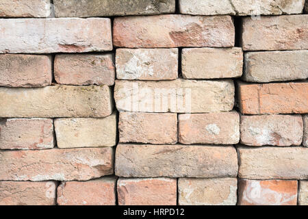 stacked old red brick background Stock Photo