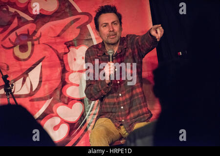 Comedian and writer Sean Hughes at The Red Imp Comedy Club @ The Rose and Crown Pub Walthamstow, London E17.   Red Imp is an independent comedy club founded and hosted by comedian Susan Murray it attracts a wealth of A list comedy talent many of whom use the venue as an opportunity to test out new material. Stock Photo