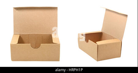 Open cardboard box isolated on white with clipping path Stock Photo