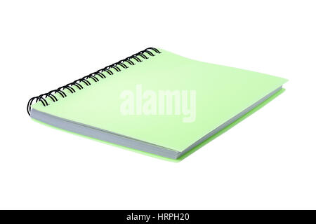 Green notebook isolated on white with clipping path Stock Photo
