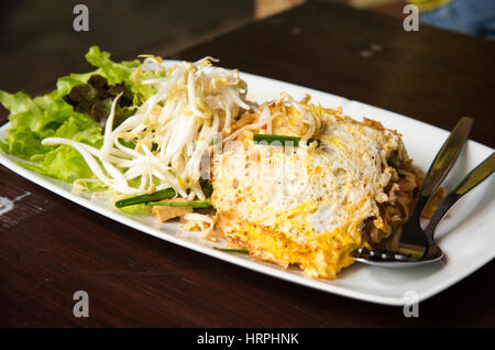 Pad thai with fried egg dish Stock Photo