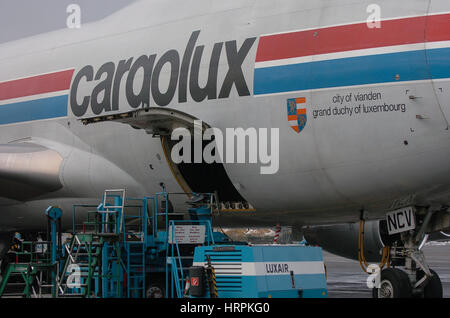Luxembourg, Findel, 30.11.2005. illustration of Cargolux business in Luxembourg Airport. Stock Photo