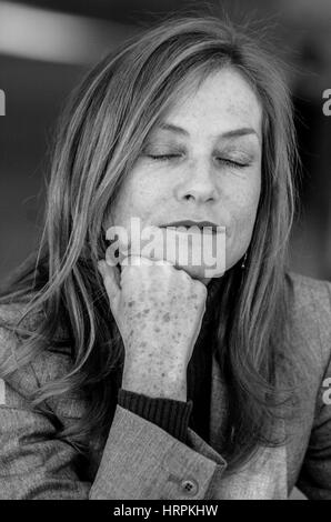 Luxembourg 01.12.2005, French actress Isabelle Huppert poses for the media in Luxembourg National Theater. Stock Photo