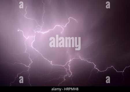 CLose up with lightning with dramatic clouds composite image . Night ...
