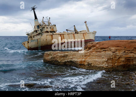 Wreck of the Edro III, Pegeia, near Paphos, Cyprus Stock Photo