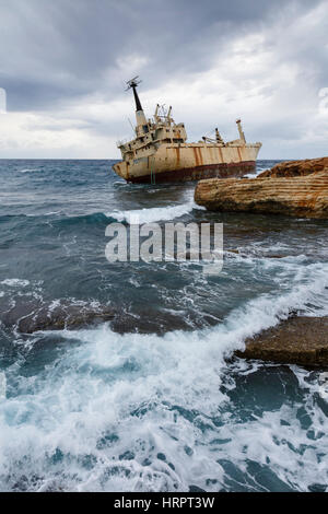 Wreck of the Edro III, Pegeia, near Paphos, Cyprus Stock Photo