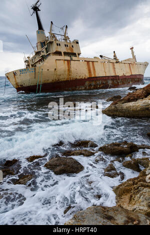 Wreck of the Edro III, Pegeia, near Paphos, Cyprus Stock Photo