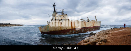 Wreck of the Edro III, Pegeia, near Paphos, Cyprus Stock Photo