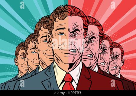 Crowd bad good people. Vintage comics cartoons illustration pop art retro vector Stock Vector