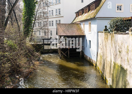 Great Prior mill in Certovka (Devil's channel), Kampa island, Prague, Czech Republic, Europe Stock Photo