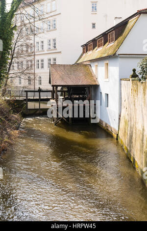 Great Prior mill in Certovka (Devil's channel), Kampa island, Prague, Czech Republic, Europe Stock Photo
