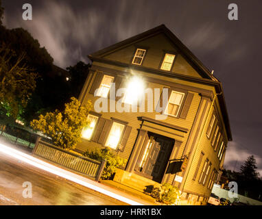 Late at night at the Lizzie Borden bed and breakfast in Falls, Massachusetts Stock Photo