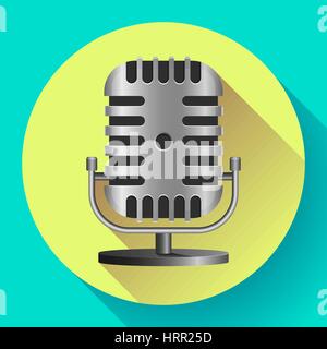 Vintage metal studio microphone icon vector Stock Vector