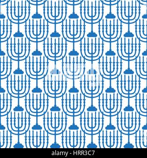 Happy Israel Independence Day seamless pattern with flags and bunting. Jewish Holidays endless background, texture. Jewish backdrop. Vector illustration. Stock Vector