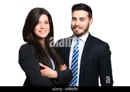 Two smiling business partners. Isolated on white. Stock Photo