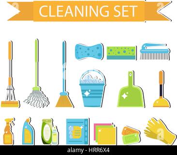 Household Tools For Cleaning And Washing Icon Set Stock Illustration -  Download Image Now - Cleaning, Vector, Work Tool - iStock