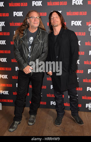 Director Greg Nicotero (left) and Norman Reedus attending Fox's A Night with the Walking Dead at the Hamyard Hotel, Soho, London. Stock Photo