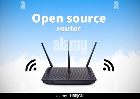 Modern wireless wi-fi router with open source firmware Stock Photo