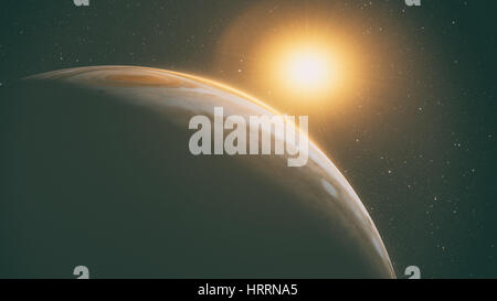 jupiter with beautiful sunset. Check my gallery for other sunsets and sunrises in space. Stock Photo