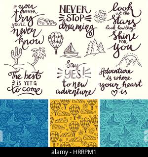 Vector set of inspirational quotes. Thematic phrases. Stock Vector