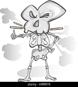 death cartoon with cigarette Stock Vector