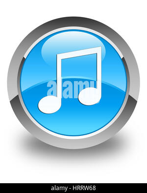 Music icon isolated on glossy cyan blue round button abstract illustration Stock Photo