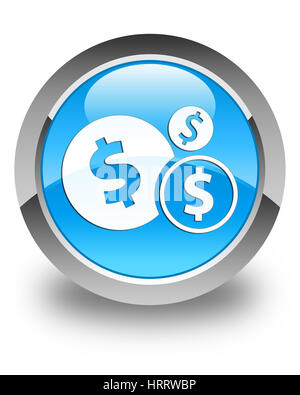 Finances dollar sign icon isolated on glossy cyan blue round button abstract illustration Stock Photo