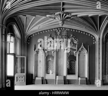 Southern entrance hall of Elvaston Castle, Derbyshire, a Gothic revival house built 1817 by Robert Walker to designs prepared by James Wyatt. Stock Photo