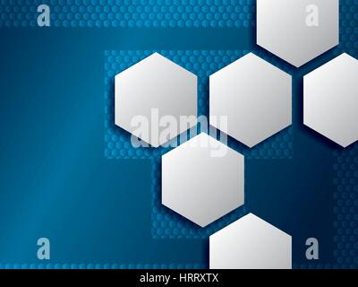 Abstract background vector blue with hexagons Stock Vector