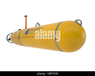 Bluefin 21 Autonomous underwater vehicle. These images are rendered in a 3d software package. Stock Photo