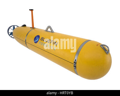 Bluefin 21 Autonomous underwater vehicle. These images are rendered in a 3d software package. Stock Photo