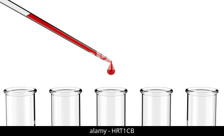 Test tubes with pipette 3D rendering Stock Photo