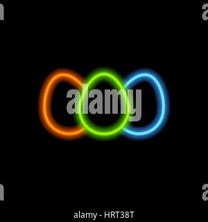 Easter eggs with neon lamps. Vector illustration . Stock Vector